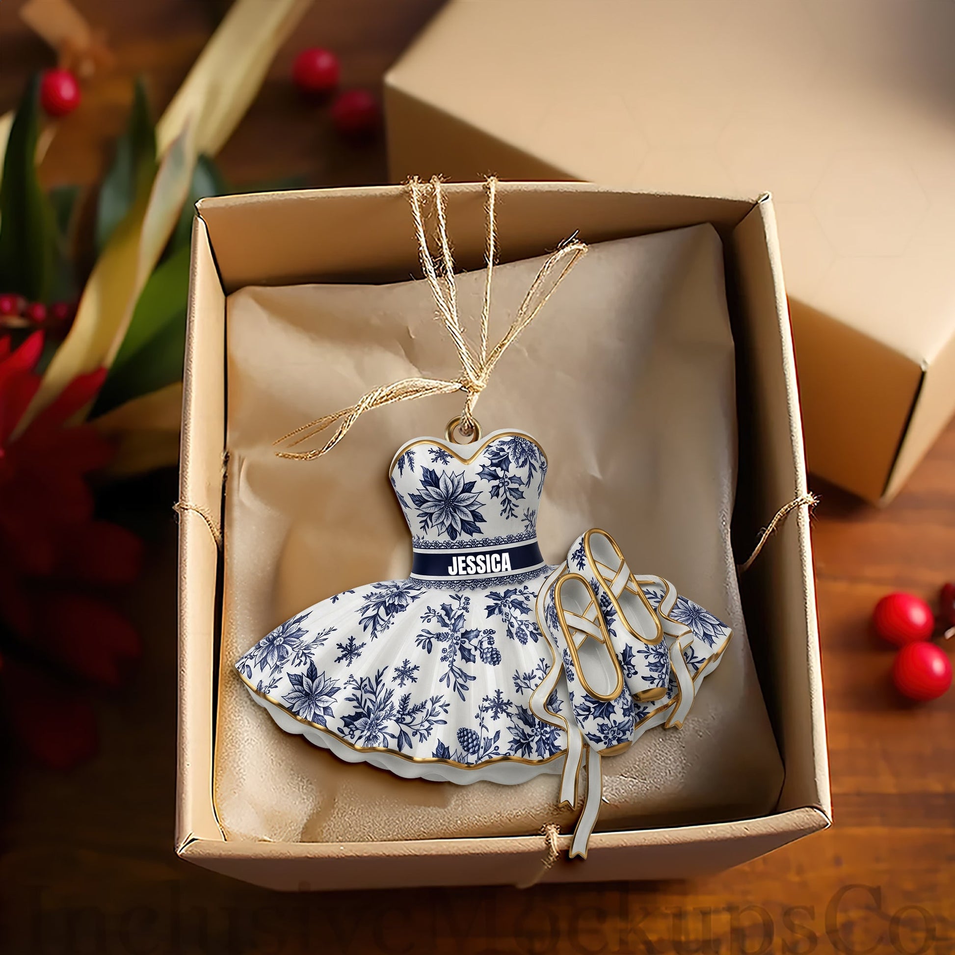 Dance of Joy - Personalized Blooming Ballet Dress Ornament Ornament MagicInPrints