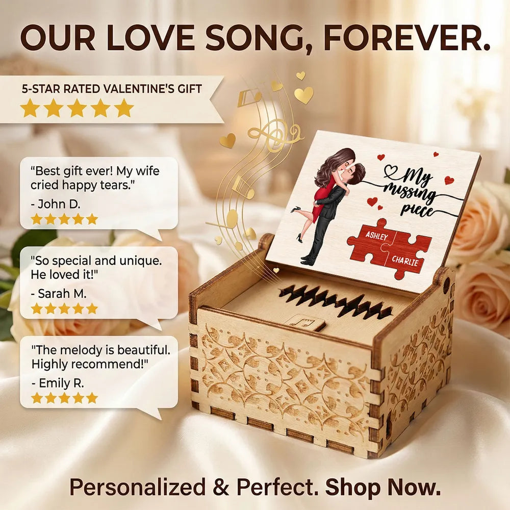 Personalized Wooden Music Box for Couples with Cartoon Design - Romantic Gift for Anniversaries Plaque MagicInPrints