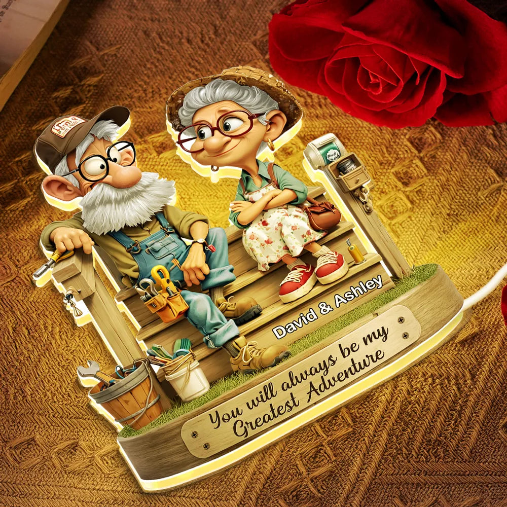 Personalized Grandparent Figurine Gift - Custom Couple LED Light - Sentimental Home Decor Plaque MagicInPrints