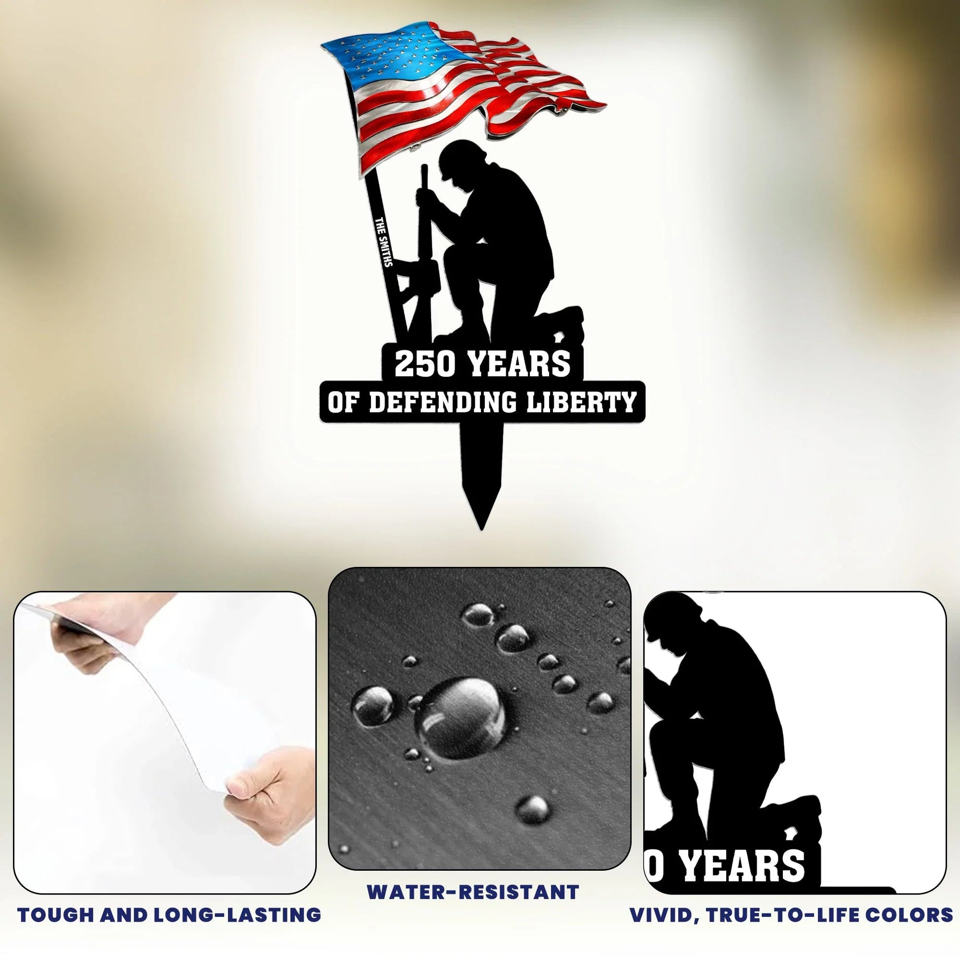 Personalized Patriotic Yard Sign for Veterans - 250 Years of Defending Liberty Sign MagicInPrints