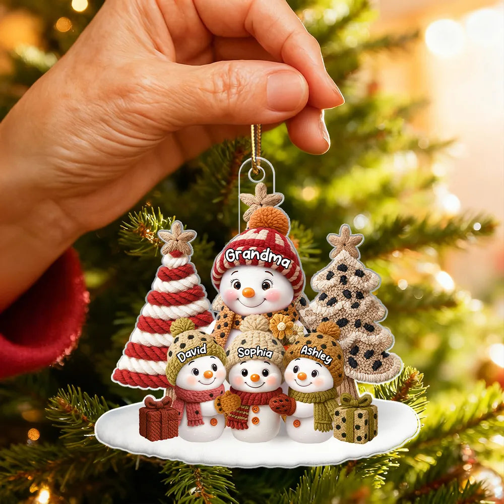 Custom Family Snowman Ornament for Christmas - Personalized Gift for Grandma Ornament MagicInPrints