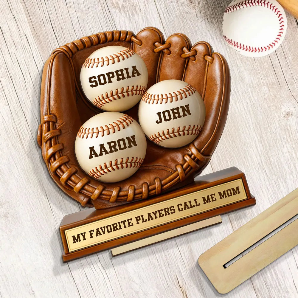 Personalized Baseball Glove Trophy for Mom - Custom Names Display Plaque MagicInPrints