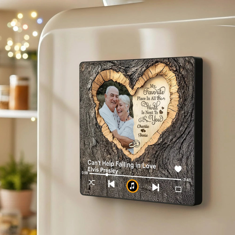 Personalized Wooden Photo Plaque for Couples - Romantic Gift for Anniversaries Fridge Magnet MagicInPrints