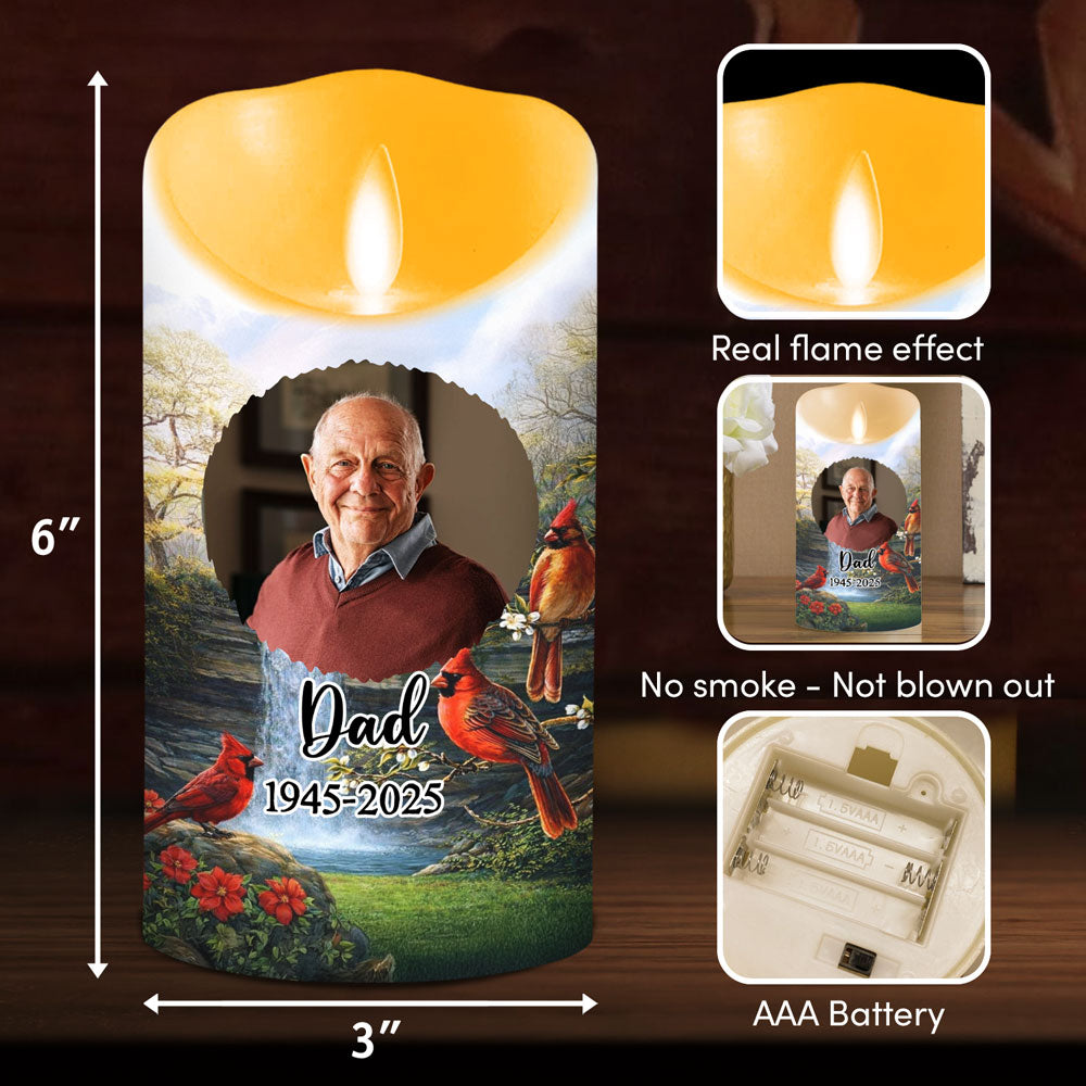 Personalized Memorial LED Candle for Dad with Photo - Remembrance Gift Lamp MagicInPrints