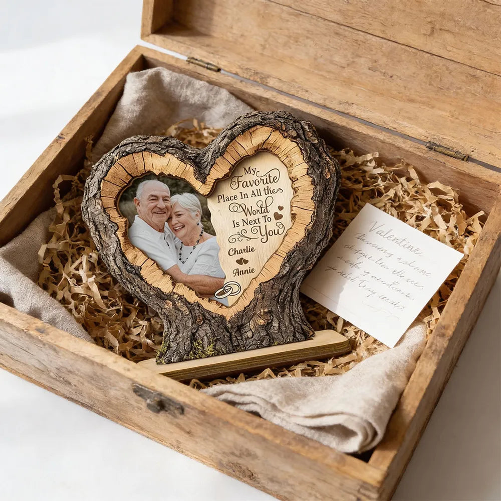 Custom Heart-Shaped Wooden Photo Frame for Couples - Anniversary Gift Plaque MagicInPrints