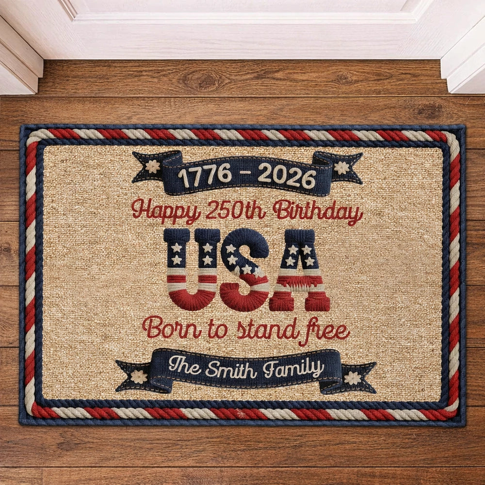 Personalized USA Birthday Doormat for Families - 250th Anniversary Celebration Doormat MagicInPrints