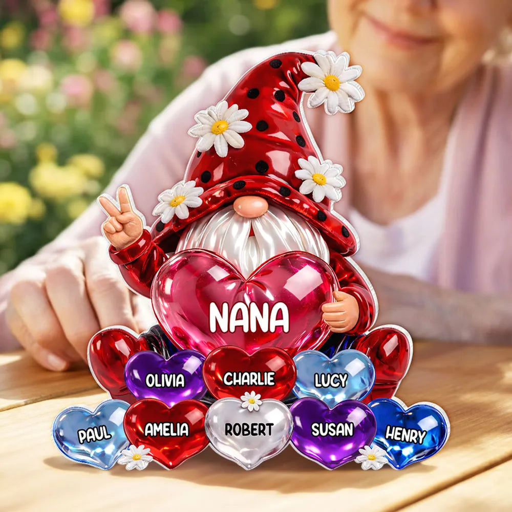 Personalized Gnome Heart Ornament for Nana - Family Keepsake Gift Plaque MagicInPrints