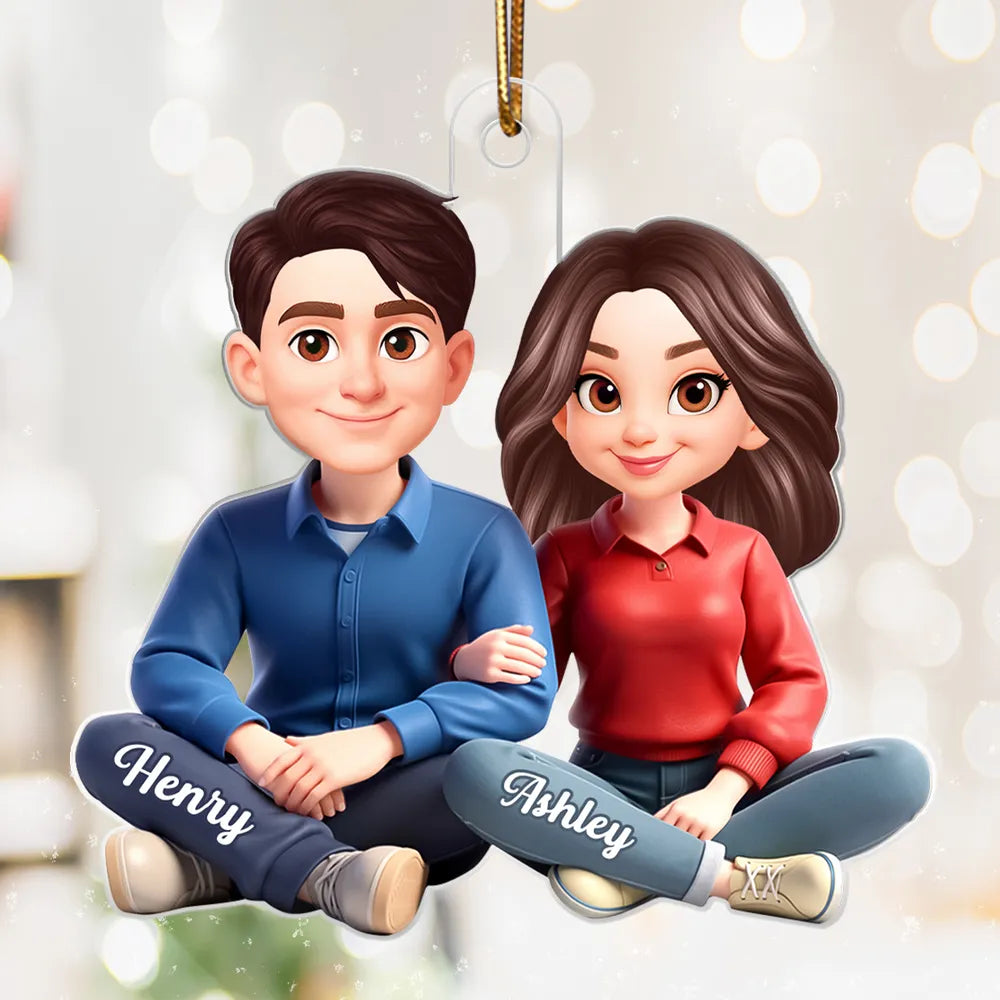 Custom Cartoon Couple Ornament for Couples with Names - Christmas Decoration Ornament MagicInPrints