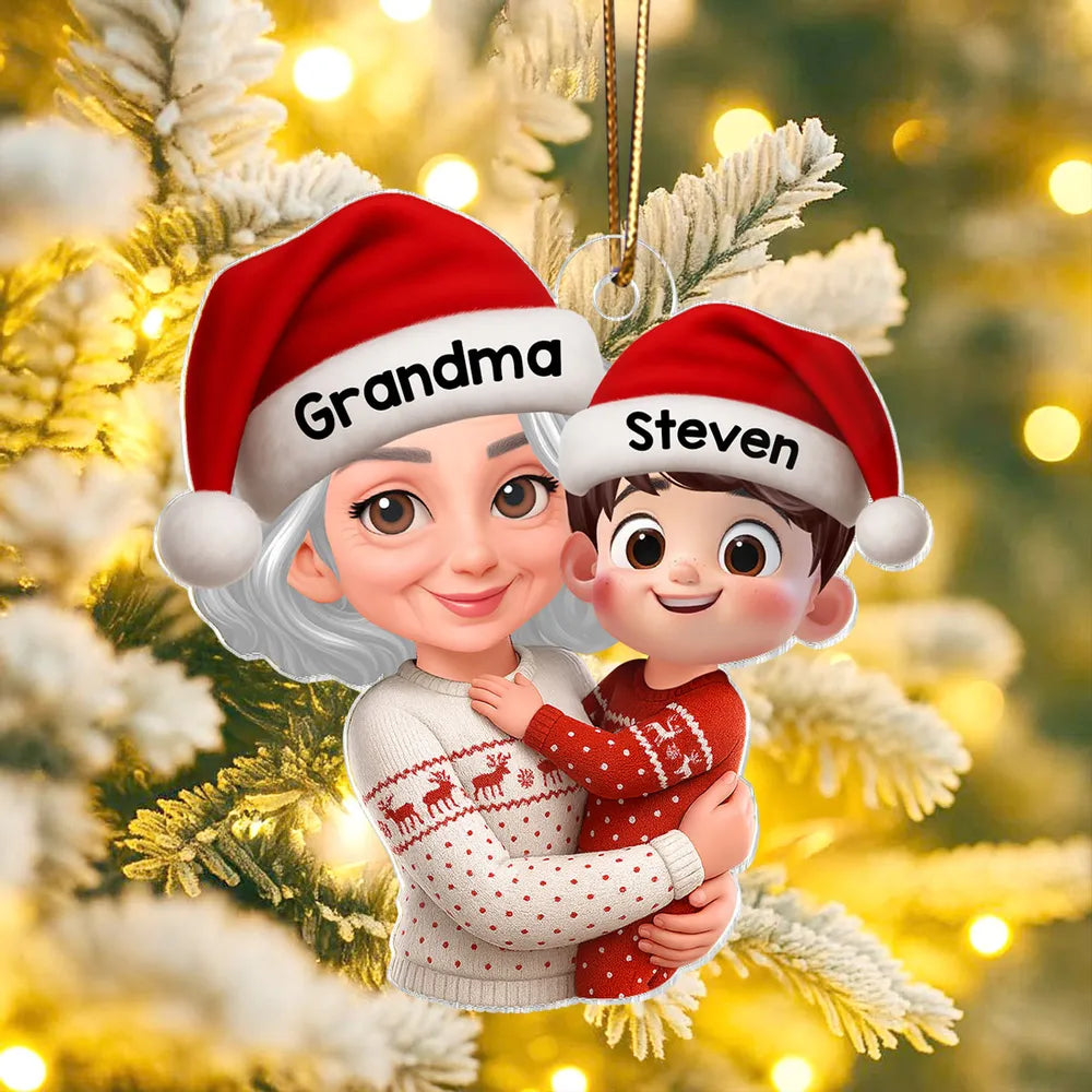 Custom Christmas Ornament for Grandma and Grandchild - Personalized Holiday Decor Ornament MagicInPrints