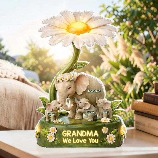Personalized Elephant Family Figurine for Grandma - Sentimental Gift for Mother's Day Plaque MagicInPrints