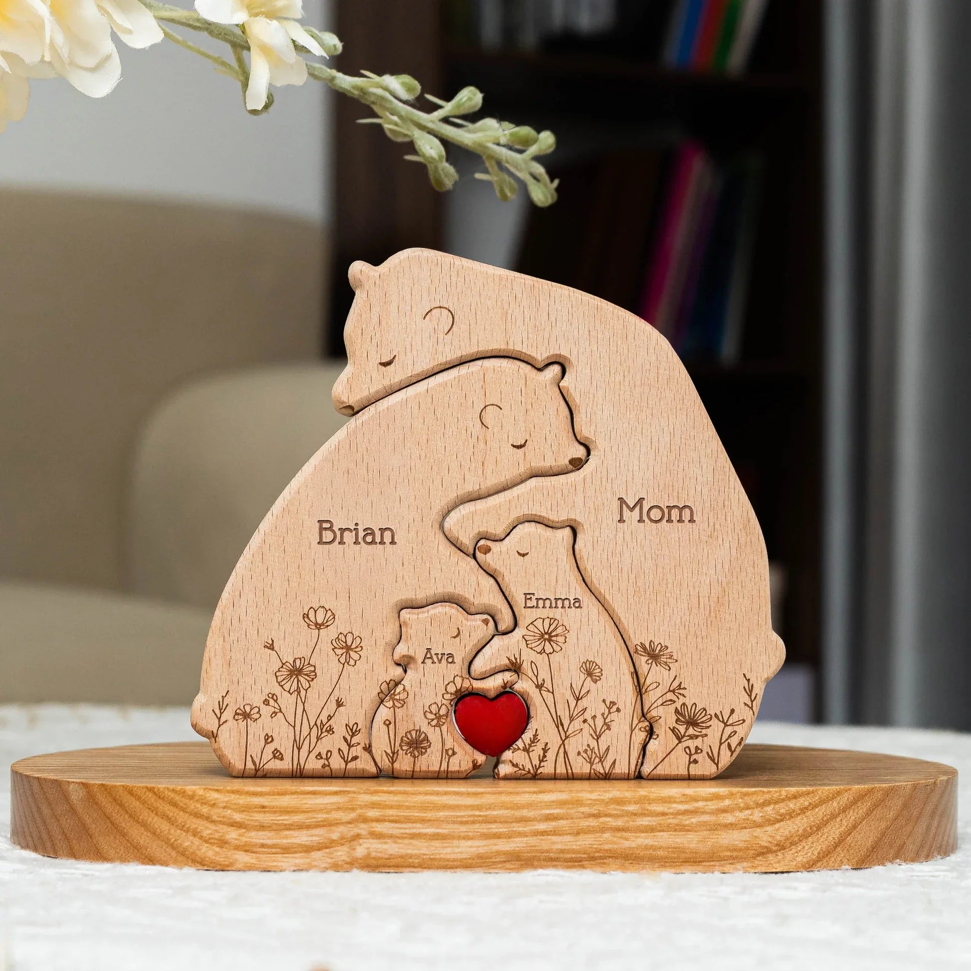 Personalized Wooden Bear Family Plaque for Parents - Sentimental Home Decor Plaque MagicInPrints