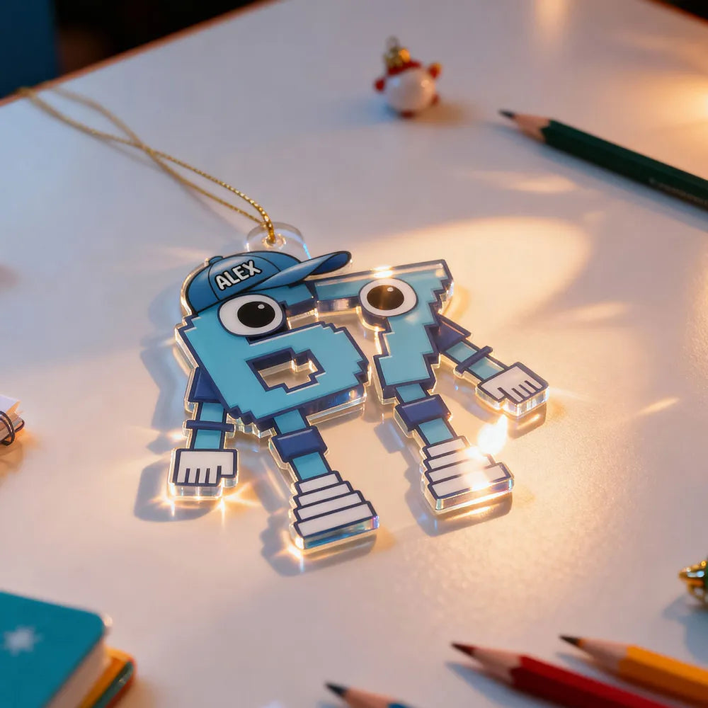 Personalized Cartoon Number Ornament for Kids - Fun Holiday Decoration Ornament MagicInPrints