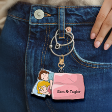 Load image into Gallery viewer, Cute Personalized Couples Keychain - Customizable Valentine&#39;s Day Gifts Keychains PopCulturePrints
