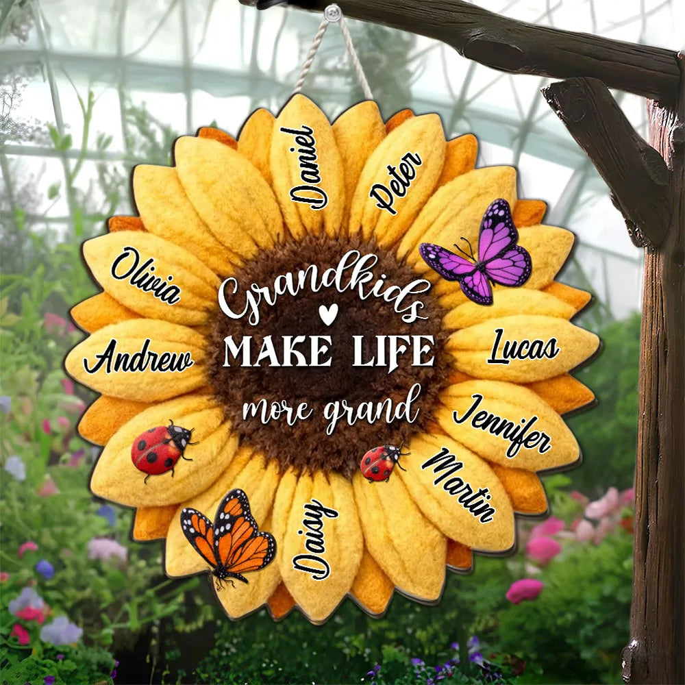 Personalized Sunflower Door Sign for Grandparents - Custom Names Decoration Sign MagicInPrints