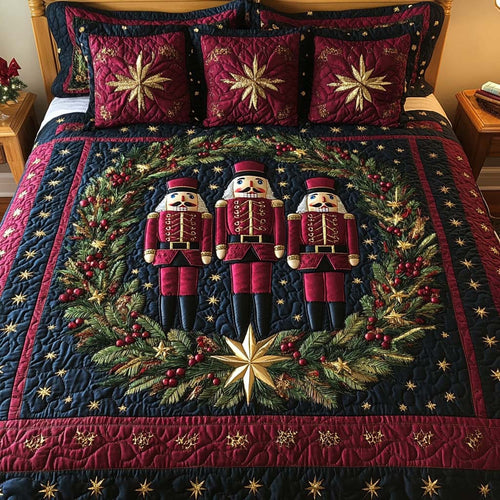 Bring Joy This Season – Personalized Nutcracker Wreath Bedding Set – Gift for Family Quilted Bedding Set V2 MagicInPrints