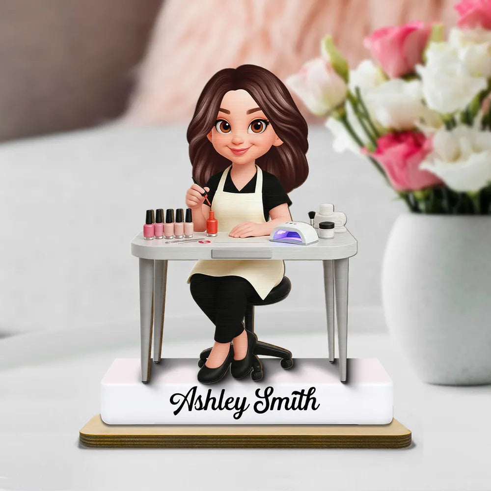 Custom Nail Technician Figurine for Professionals - Personalized Salon Decor Plaque MagicInPrints
