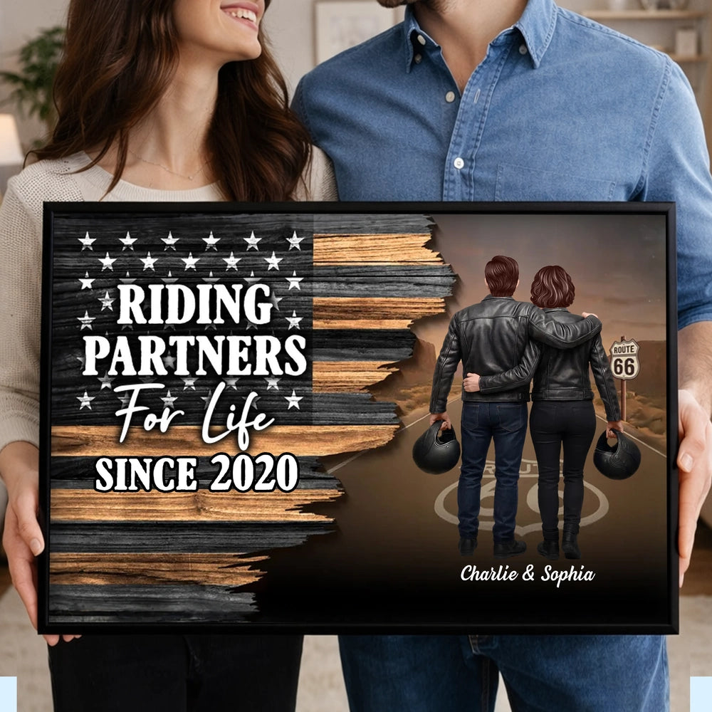 Custom Motorcycle Couple Print for Partners - Riding Partners Since 2020 Poster or Canvas MagicInPrints