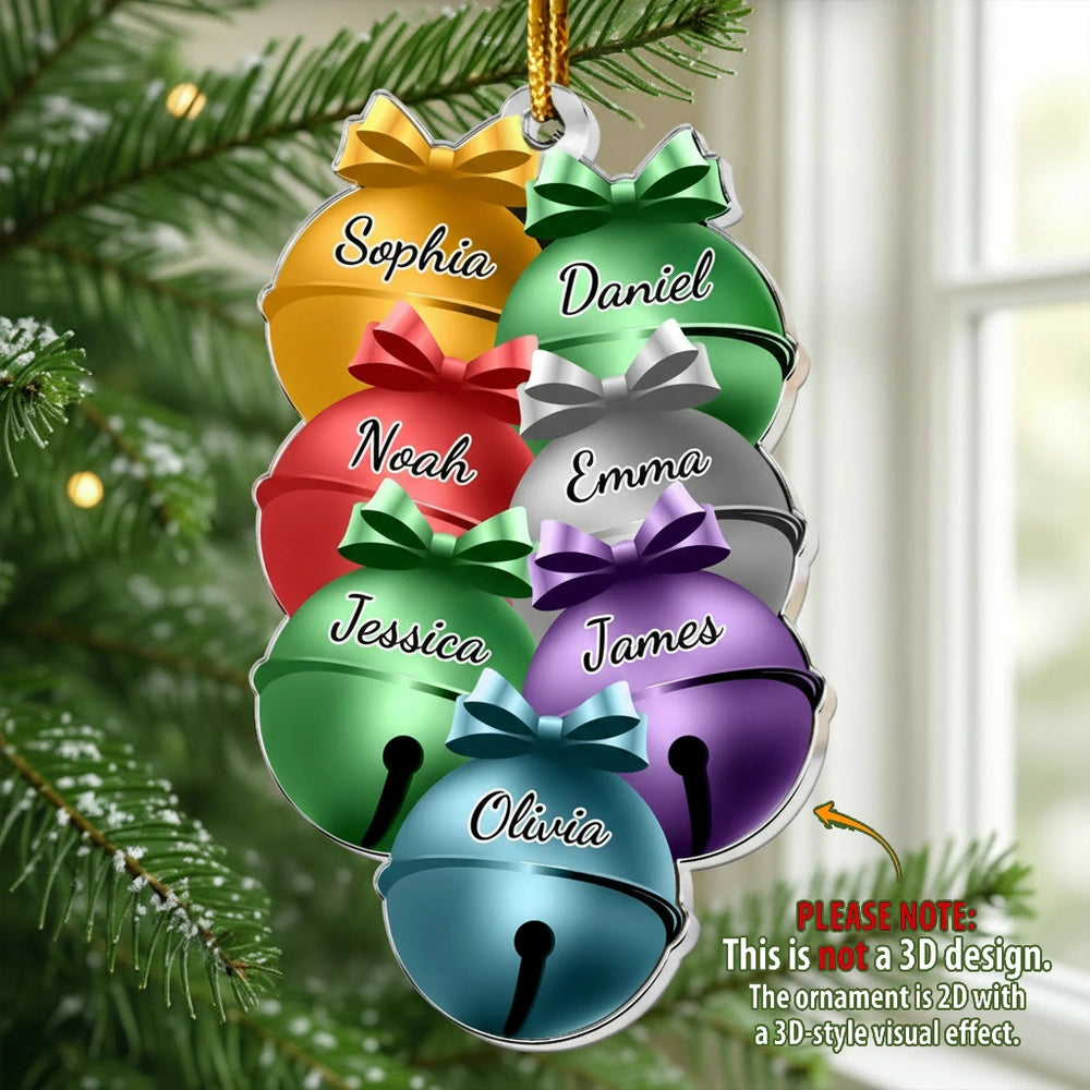 Personalized Christmas Bell Ornament for Family - Holiday Tree Decoration Ornament MagicInPrints