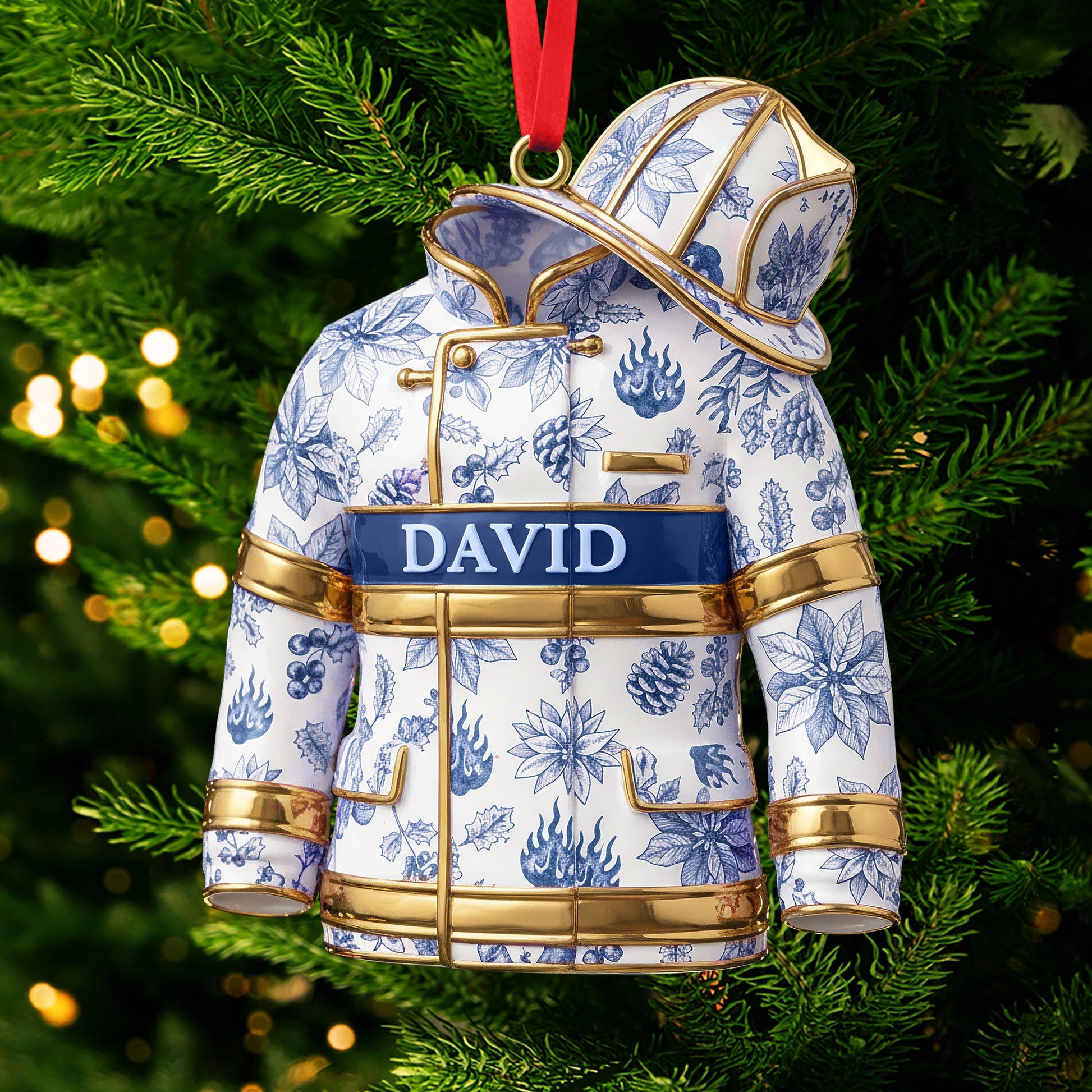 Toile de Jouy Firefighter Ornament - Personalized Gifts For Firefighter Ornament MagicInPrints