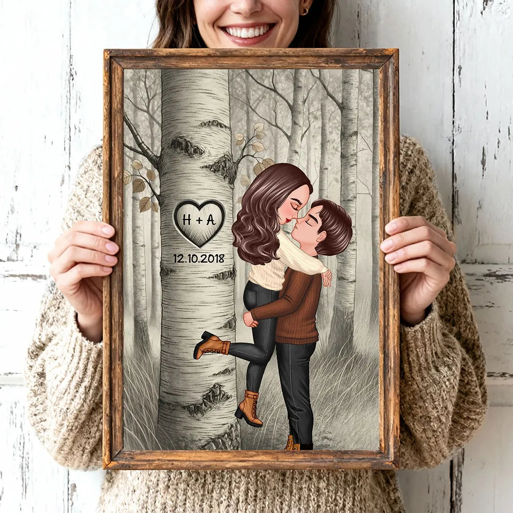 Personalized Couple Illustration Print for Lovers - Anniversary Gift Poster or Canvas MagicInPrints