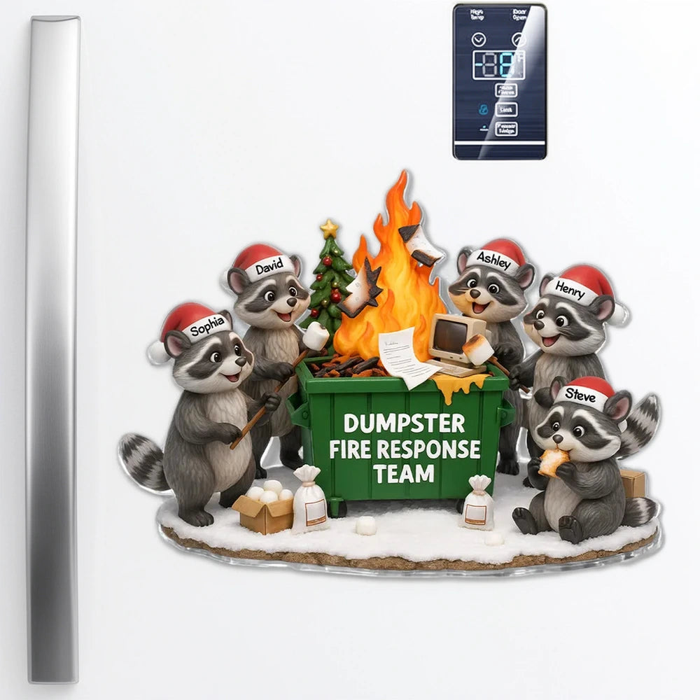 Personalized Raccoon Refrigerator Magnet - Dumpster Fire Response Team - Fun Holiday Decor Fridge Magnet MagicInPrints