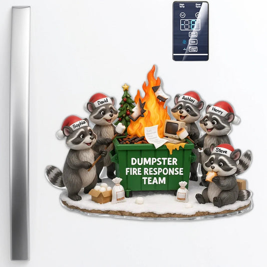 Personalized Raccoon Refrigerator Magnet - Dumpster Fire Response Team - Fun Holiday Decor Fridge Magnet MagicInPrints