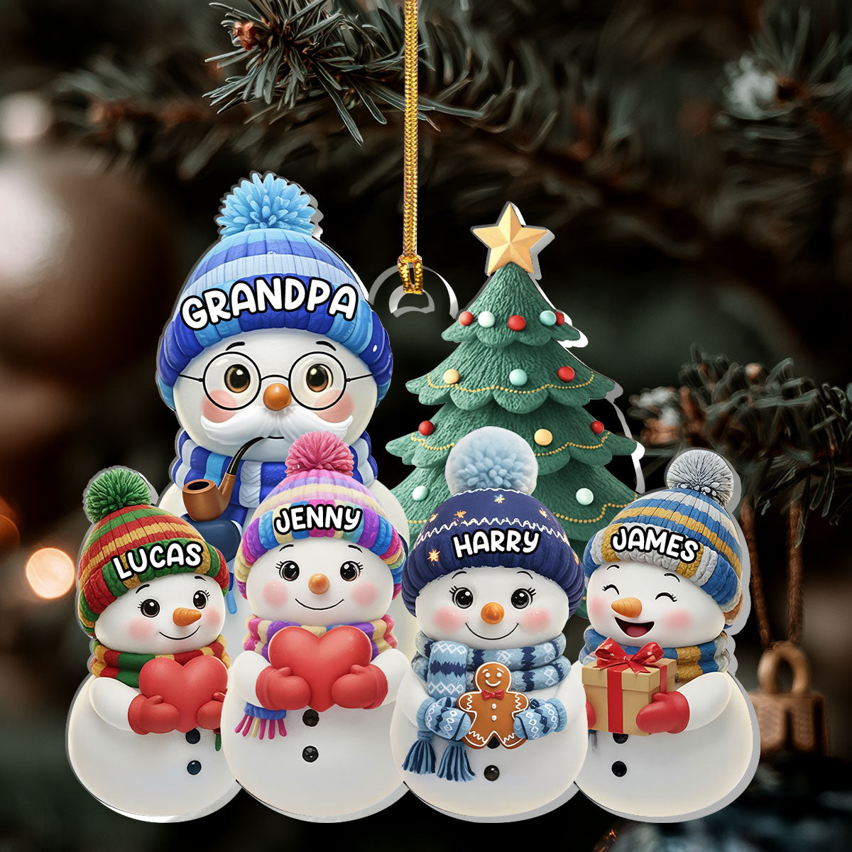 Personalized Family Snowman Christmas Ornament - Holiday Decor Gift Ornament MagicInPrints