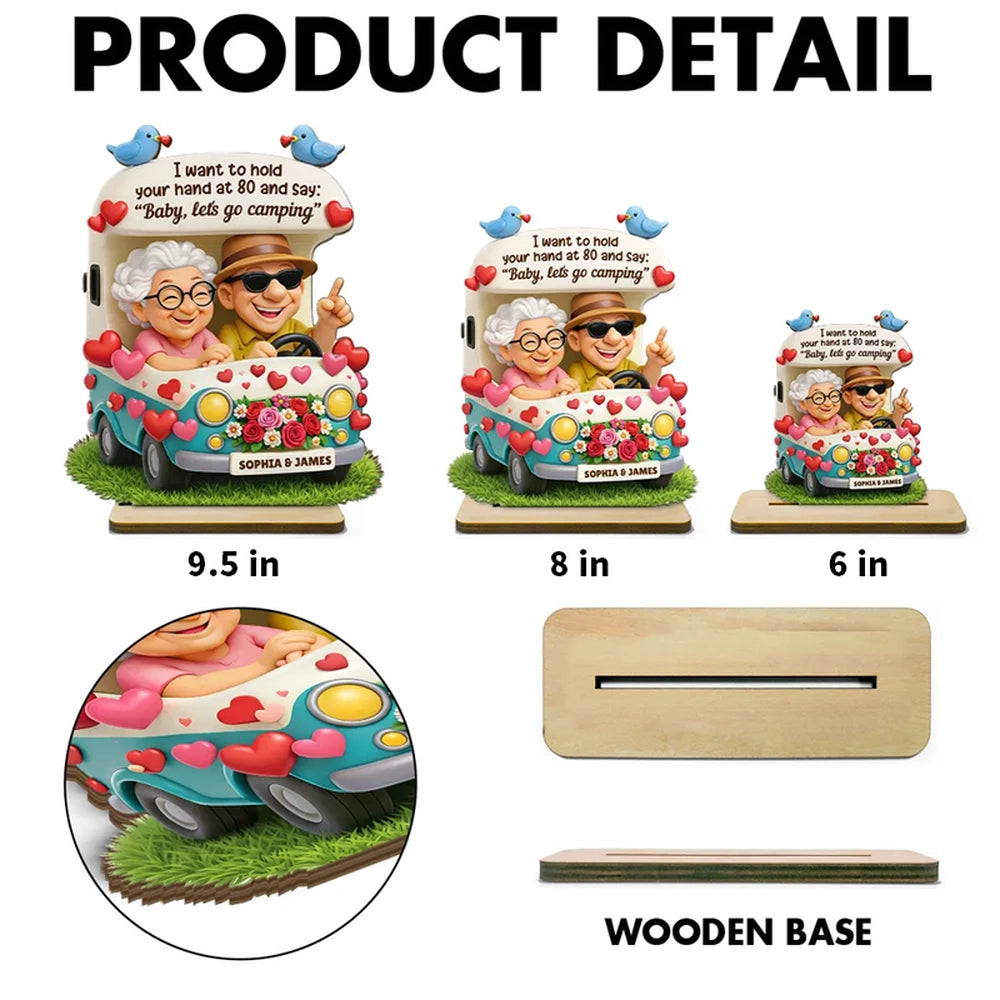 Personalized Elderly Couple Car Figurine for Seniors - Romantic Anniversary Gift Plaque MagicInPrints