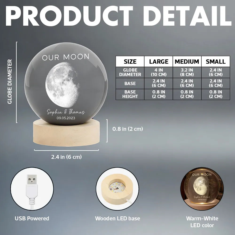 Personalized Moon Lamp for Couples with Date - Romantic Gift for Anniversaries Lamp MagicInPrints