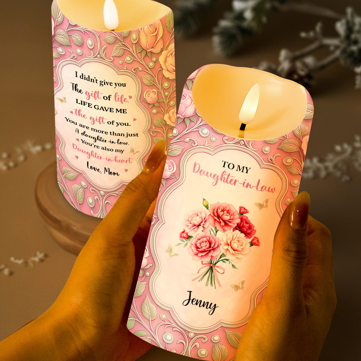 Personalized LED Candle for Daughter-in-Law with Heartfelt Message - Sentimental Gift Lamp MagicInPrints