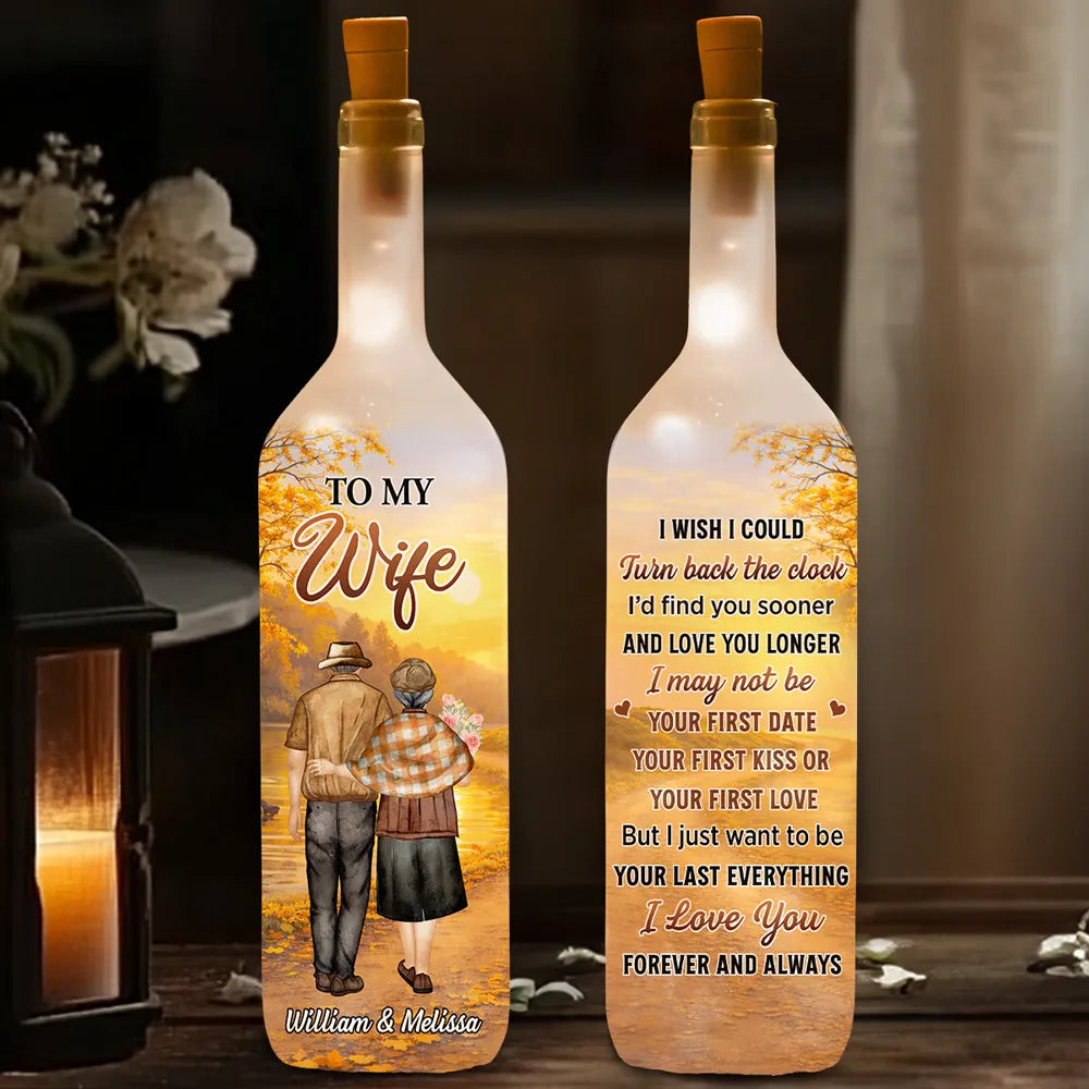 Personalized LED Wine Bottle Lamp for Wife - Romantic Anniversary Gift Lamp MagicInPrints