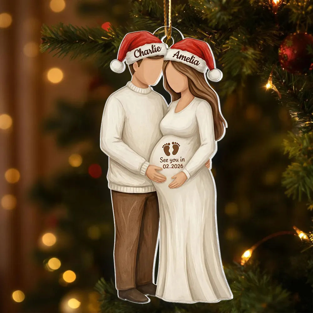Personalized Christmas Ornament for Expecting Parents - Pregnancy Announcement Keepsake Ornament MagicInPrints