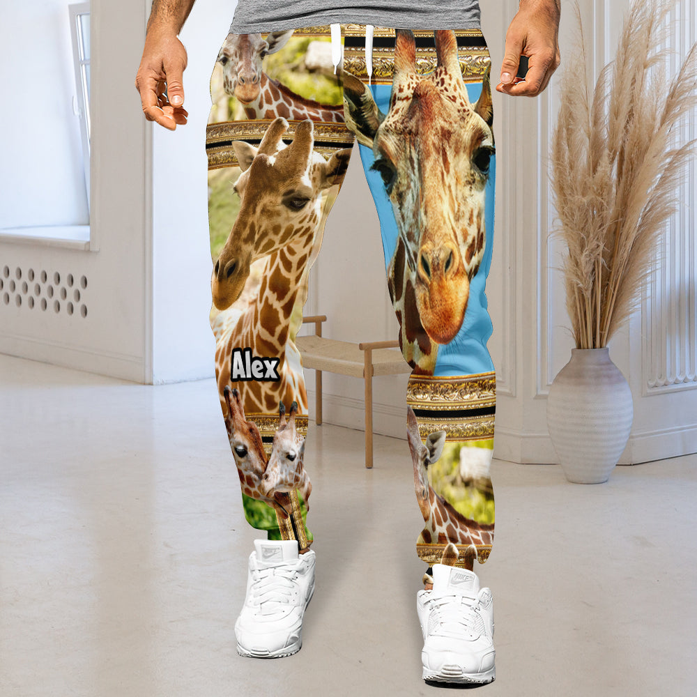 Personalized Giraffe Lovers Joggers - Unique Sweatpants Gift Shorts and Pants PopCulturePrints