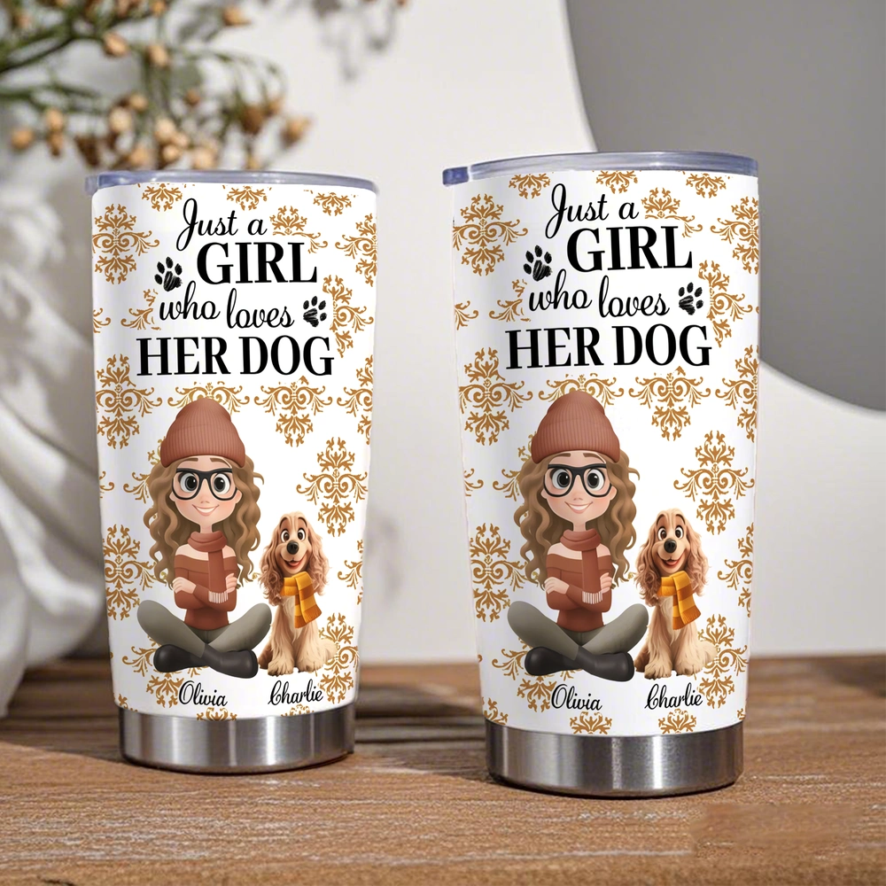 Personalized Dog Lover Tumbler for Women - Custom Name Gift Cup MagicInPrints