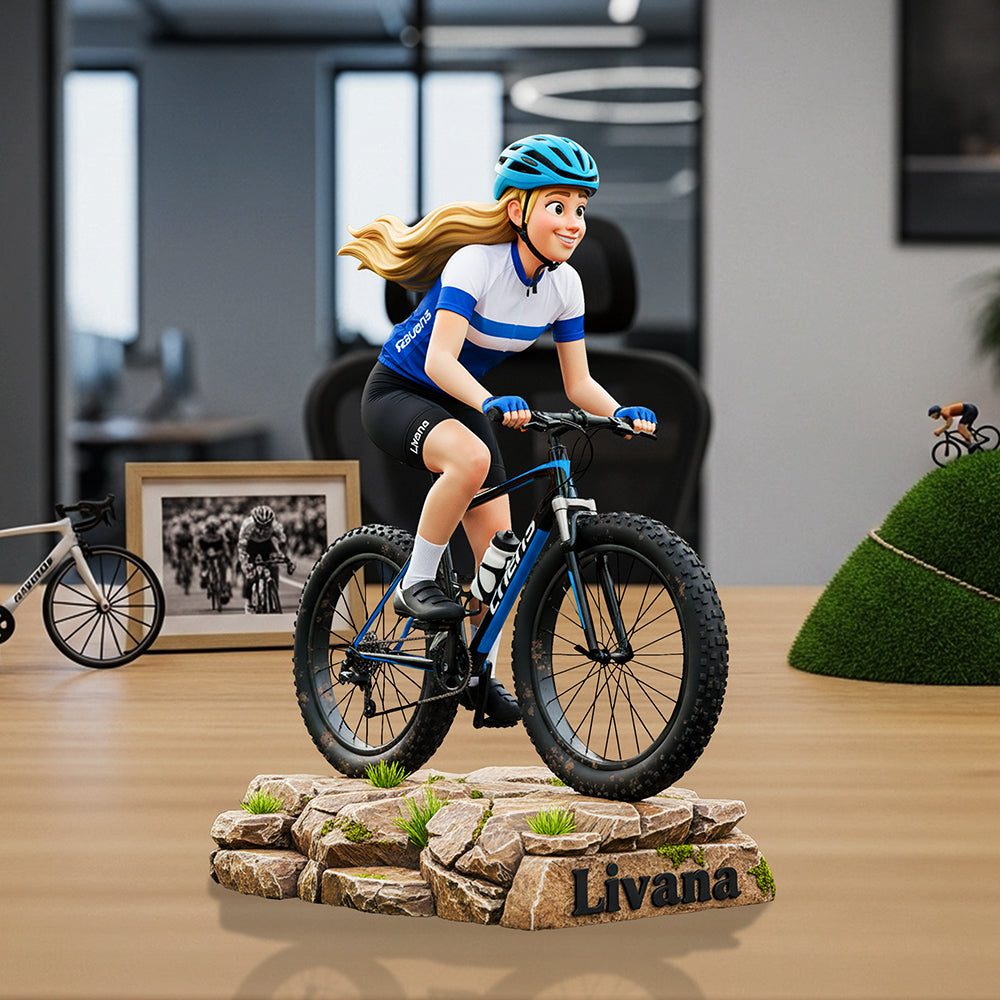 Embrace the Ride: Personalized Teenager Riding Bicycle Plaque - Custom Photo Gifts for Bicycle Lovers Shaped Plaques PopCulturePrints