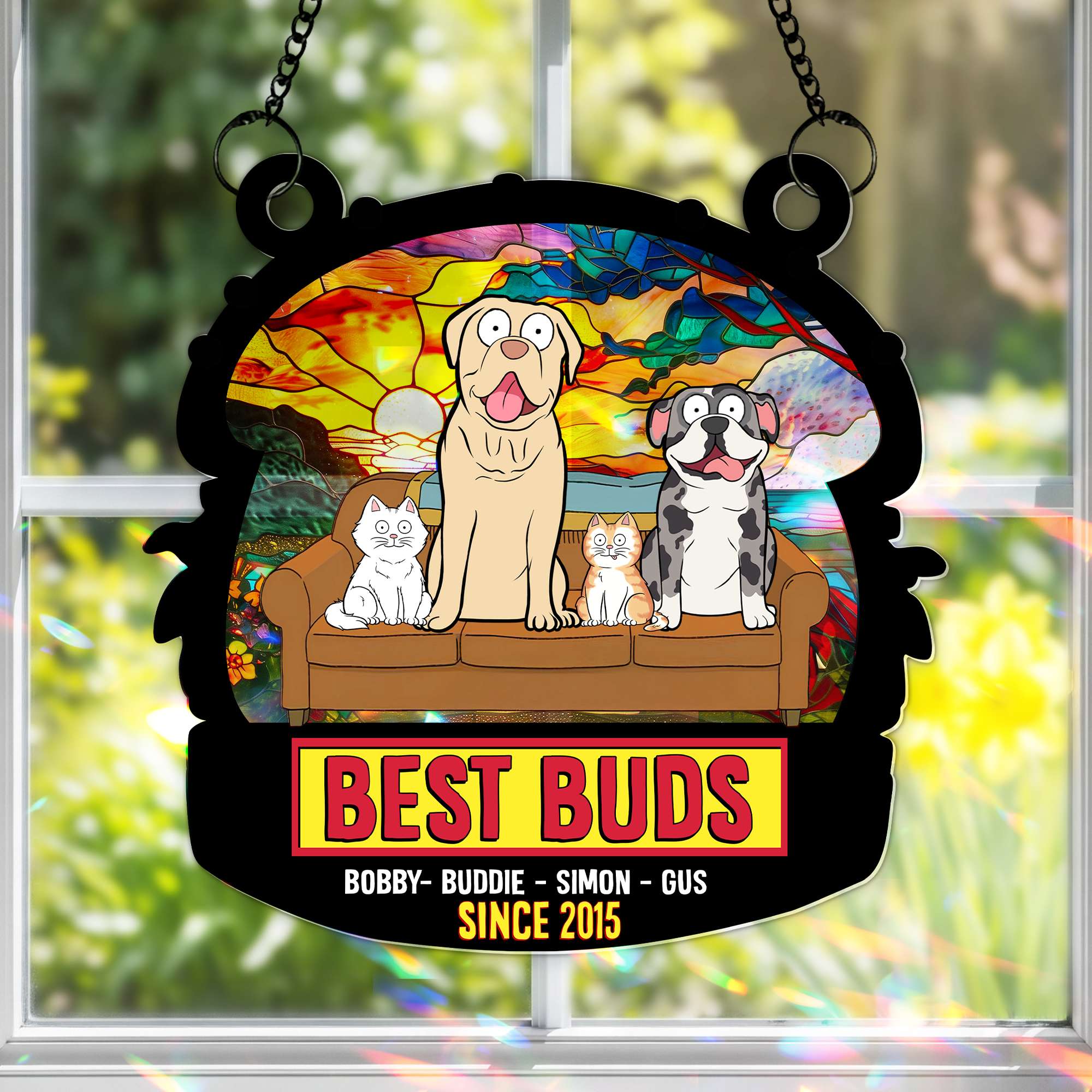 "Best Buds Suncatcher Ornament" - Personalized Christmas Gift for Pet Lovers Ornament MagicInPrints