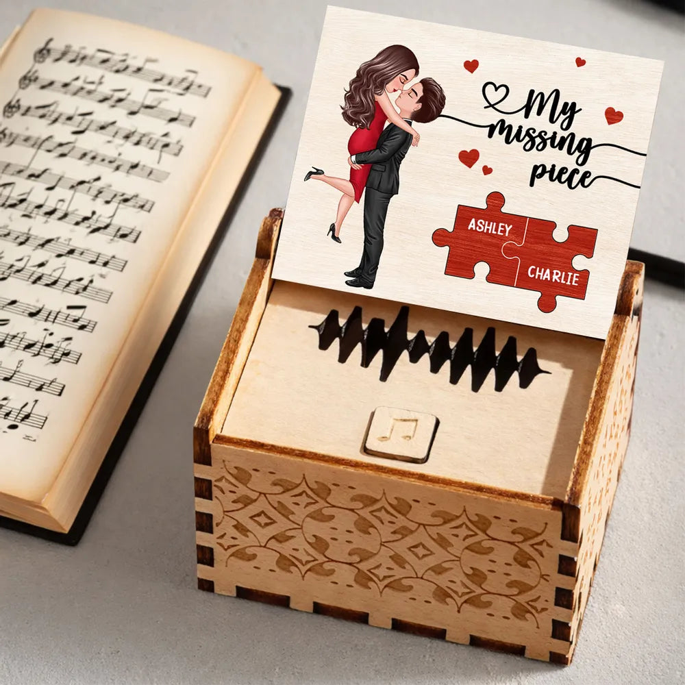 Personalized Wooden Music Box for Couples with Cartoon Design - Romantic Gift for Anniversaries Plaque MagicInPrints