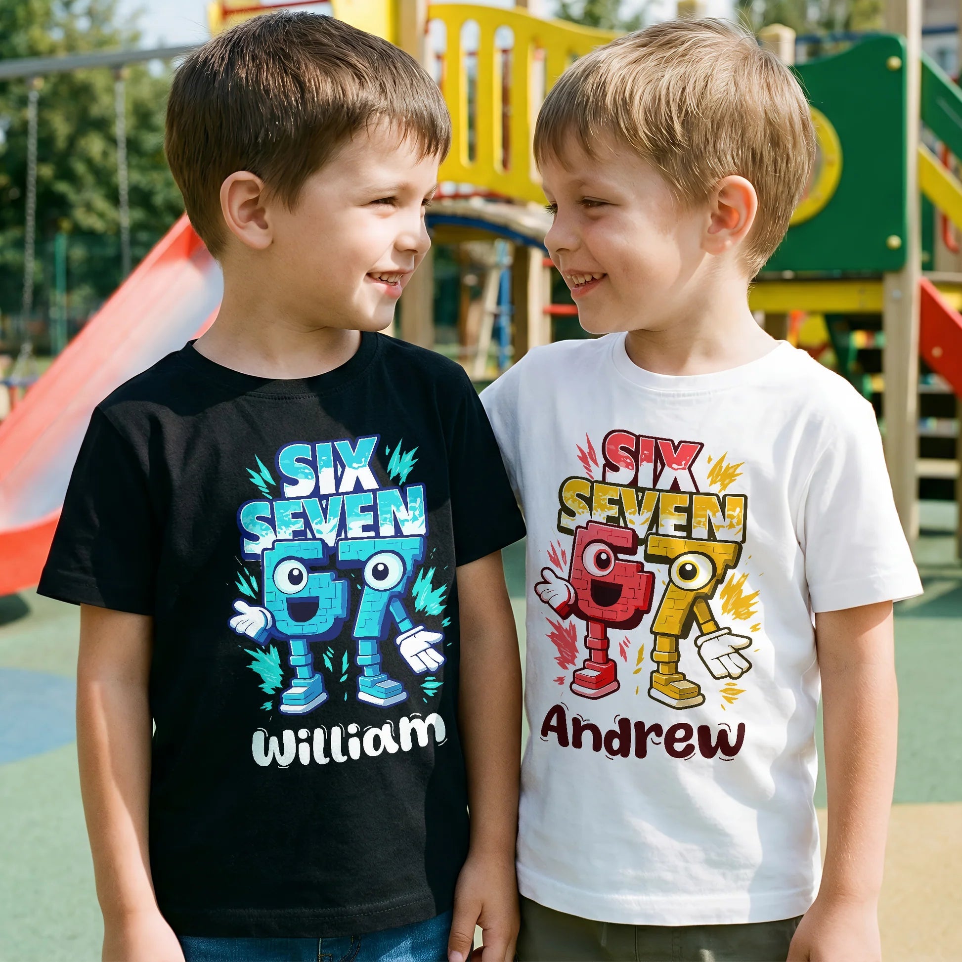 Personalized Kids Birthday T-Shirt - Robot Design for 6th or 7th Birthday Cloth MagicInPrints