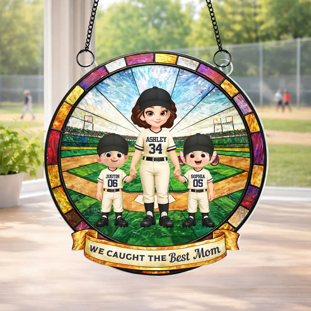 Personalized Baseball Family Stained Glass Ornament - Mother's Day Gift Ornament MagicInPrints