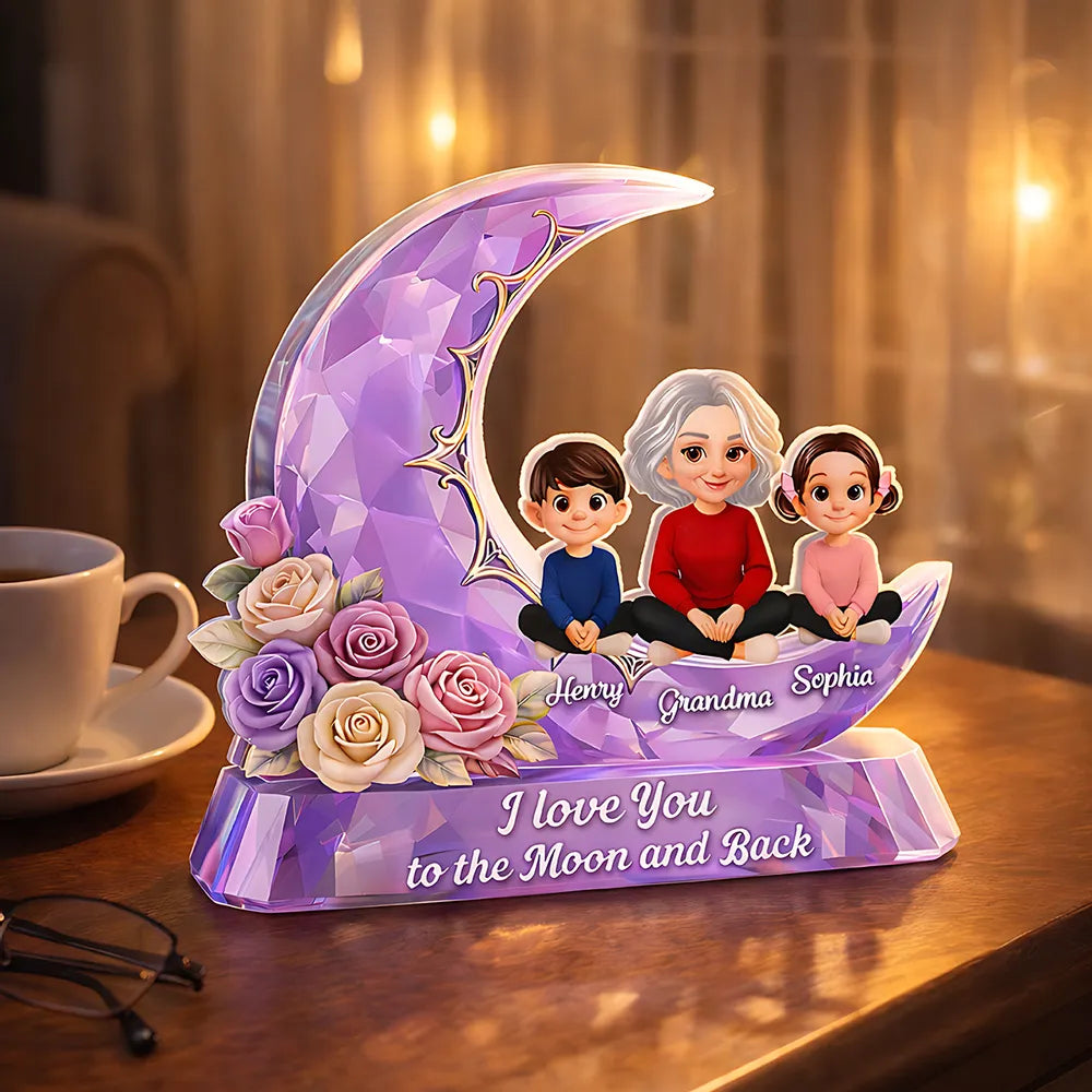 Personalized Moon and Back Acrylic Plaque for Grandma - Sentimental Gift Plaque MagicInPrints