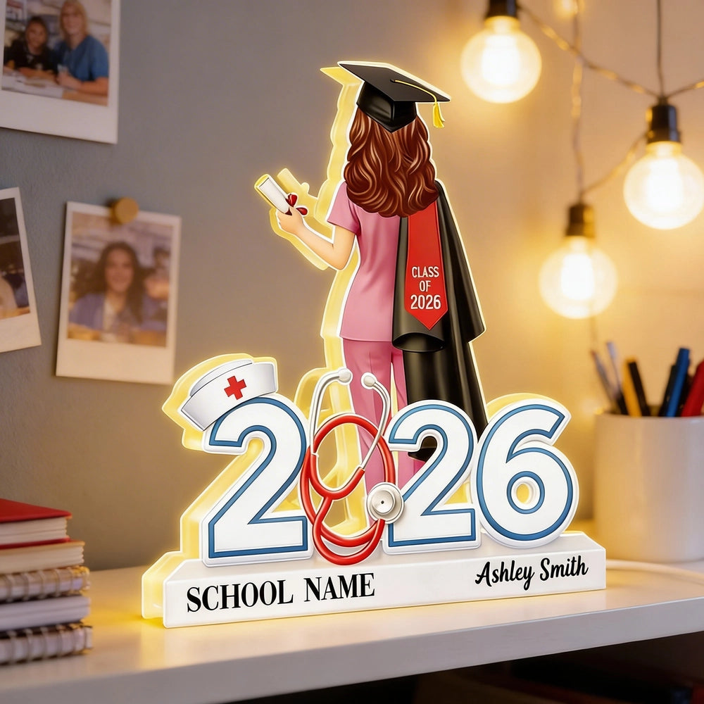 Personalized Nurse Graduation Light Up Sign for Class of 2026 - Perfect Gift for Nursing Graduates Plaque MagicInPrints