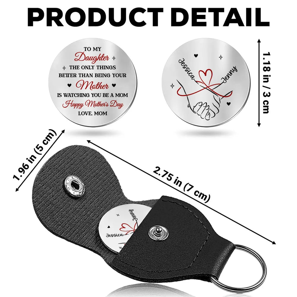 Personalized Leather Keychain for Daughter - Heartfelt Mother's Day Gift Keychain MagicInPrints