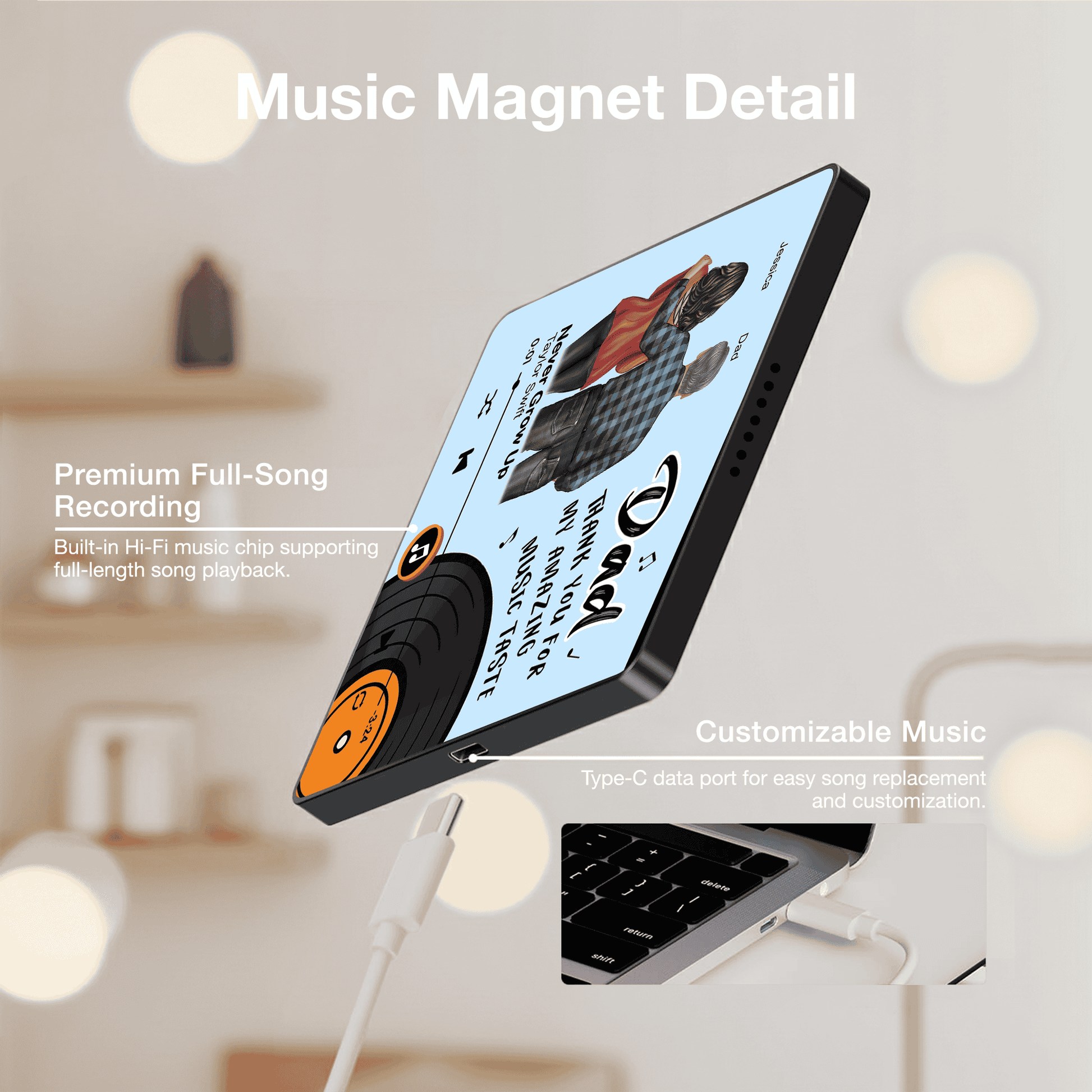 Personalized Music Plaque for Dad - Custom Father's Day Gift Fridge Magnet MagicInPrints