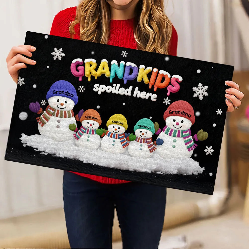Personalized Christmas Doormat for Grandparents - Snowman Family Design Doormat MagicInPrints