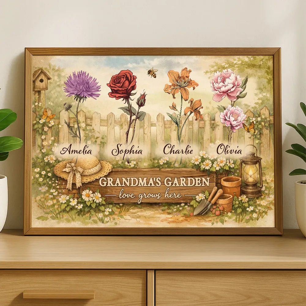 Personalized Grandma's Garden Canvas Art for Family - Sentimental Home Decor Poster or Canvas MagicInPrints