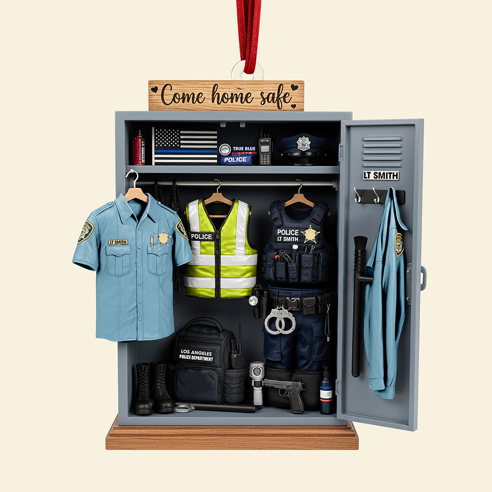 Come Home Safe - Personalized Police Locker Acrylic Ornament - Unique Christmas Gift for Officers and Their Loved Ones Ornament MagicInPrints