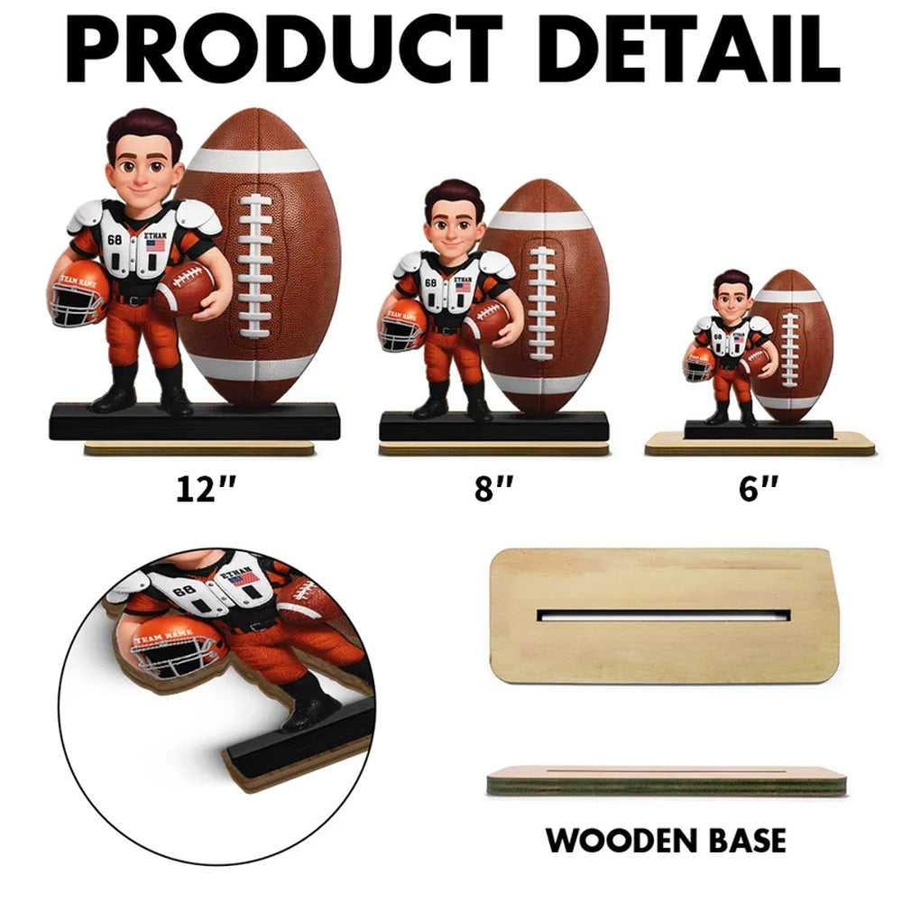 Personalized Football Player Figurine for Kids - Custom Name Gift Plaque MagicInPrints