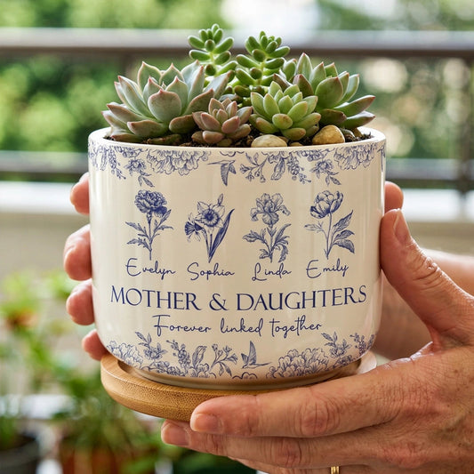 Personalized Ceramic Planter for Mothers & Daughters - Sentimental Gift for Home Decor Vase MagicInPrints
