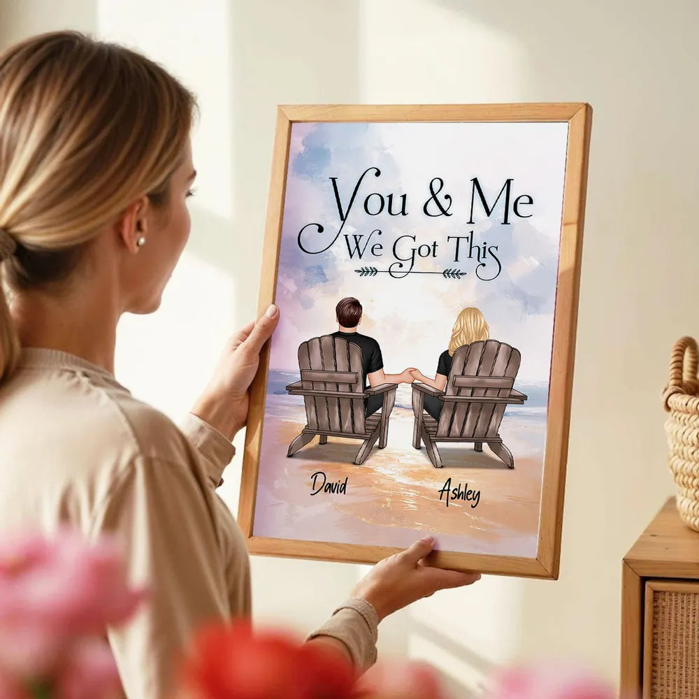 Personalized Couple Beach Scene Wall Art - Romantic Anniversary Gift Poster or Canvas MagicInPrints
