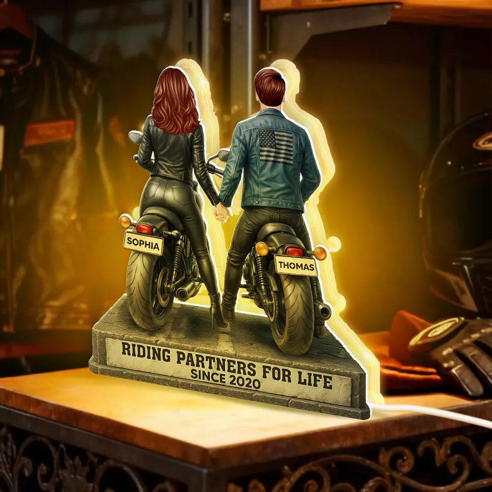 Custom Motorcycle Couple Figurine for Bikers - Anniversary Gift Plaque MagicInPrints